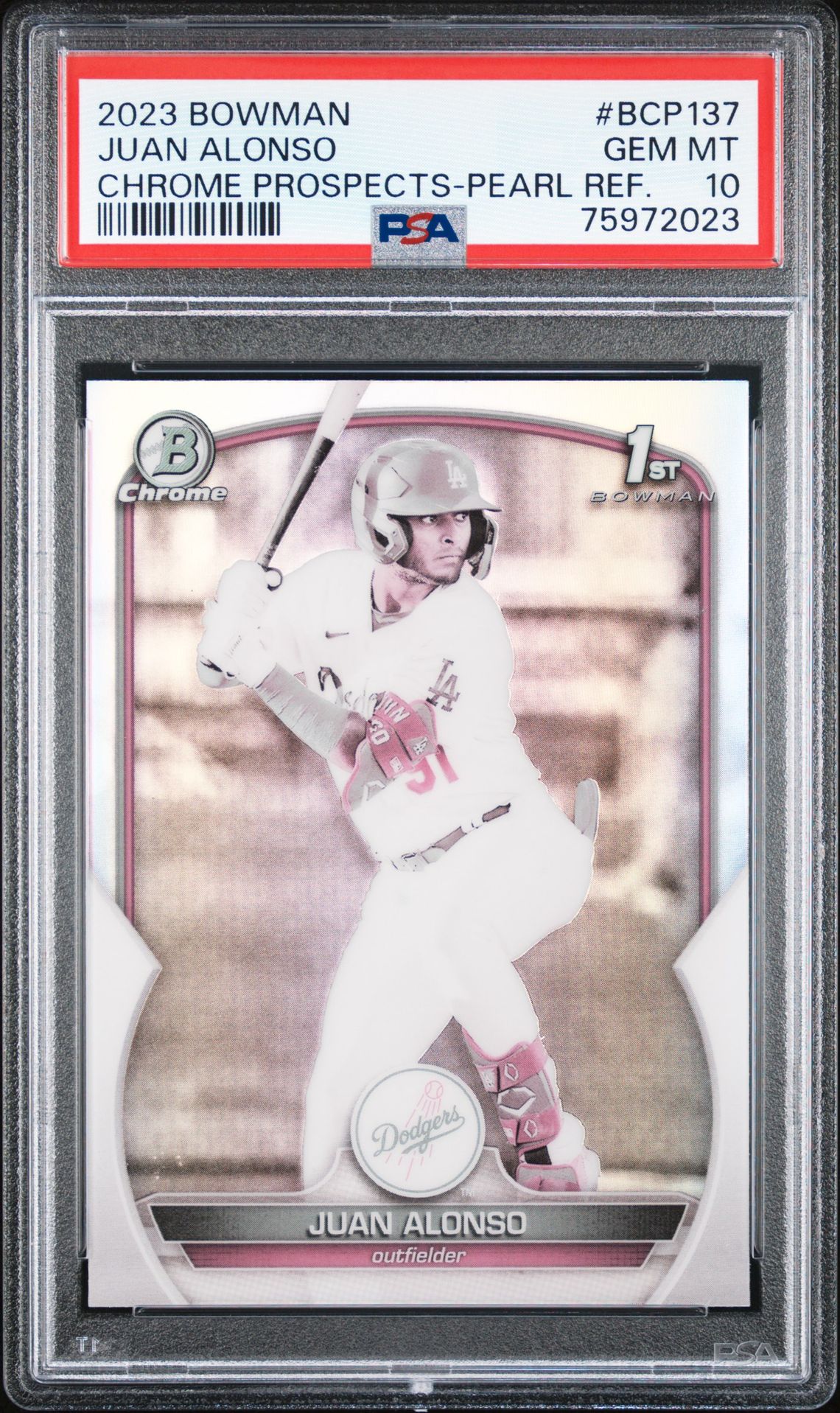 2023 Bowman BOWMAN CHROME PROSPECTS PEARL REF. #BCP137 Juan Alonso front