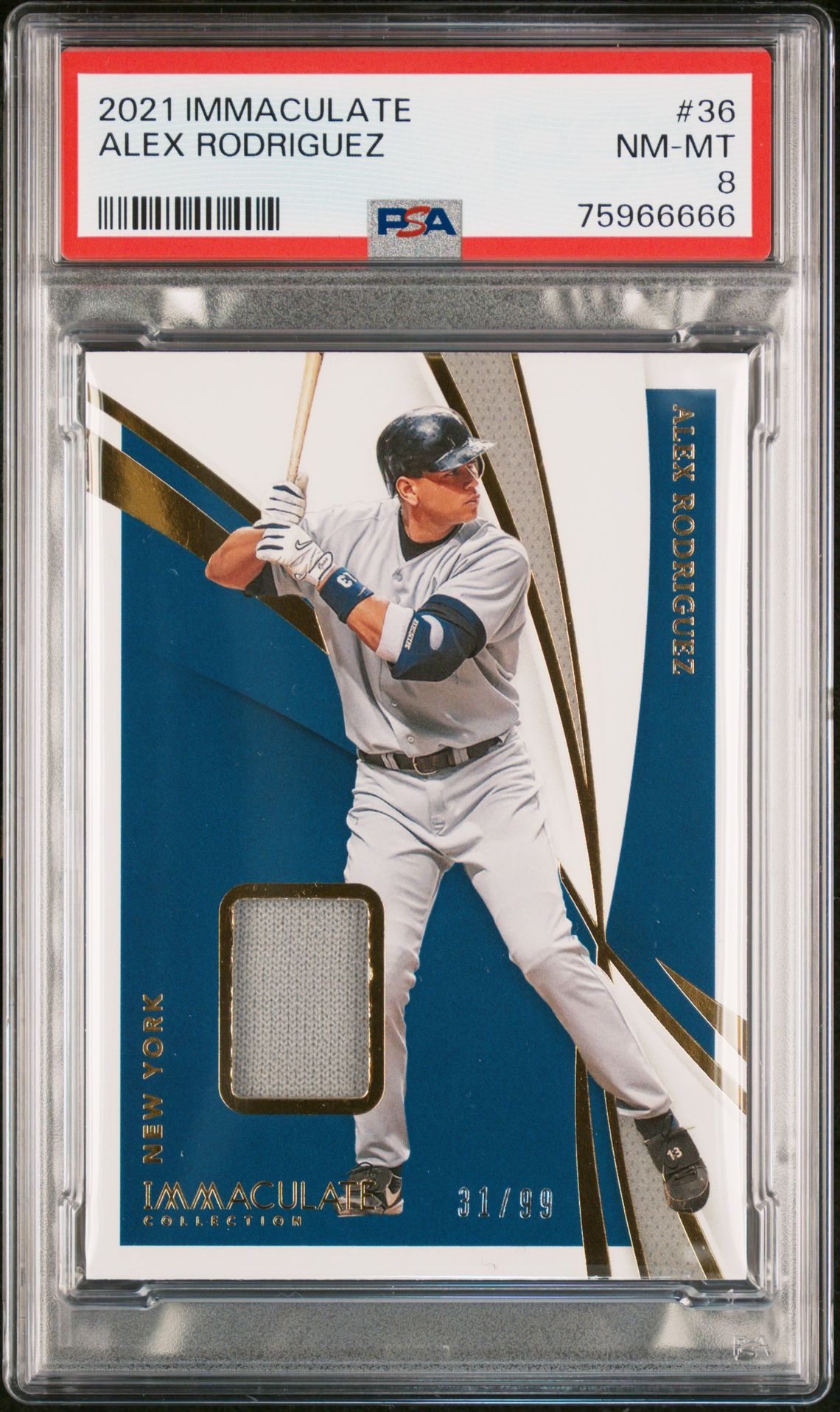 2021 Panini PANINI IMMACULATE COLLECTION RELIC #36 Alex Rodriguez front
