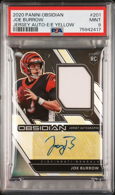 2020 Panini Obsidian Jersey Autographs Electric Etch Yellow #201 Joe Burrow  Signed Relic Rookie Card – PSA MINT 9 on Goldin Auctions