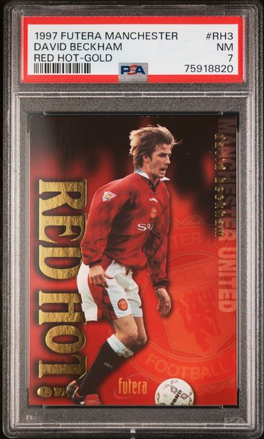 1997 Futera Manchester Red Hot Red Hot-Gold #RH3 David Beckham