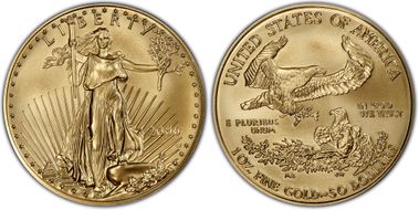 2006-W $50 Burnished Gold Eagle 20th Anniversary First Strike SP69