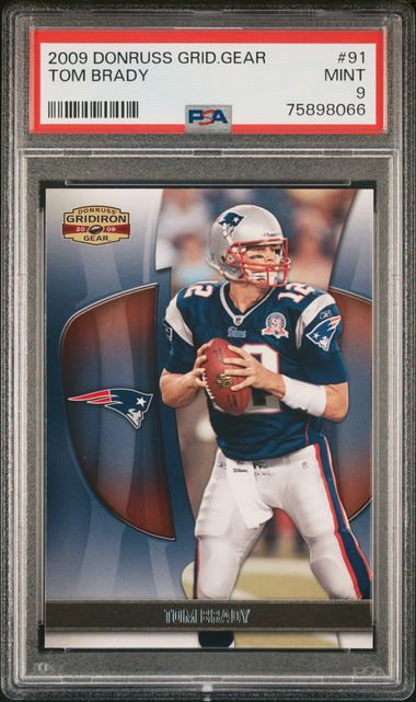 2009 Donruss Gridiron Gear 91 Tom Brady – PSA MINT 9 on Goldin Auctions