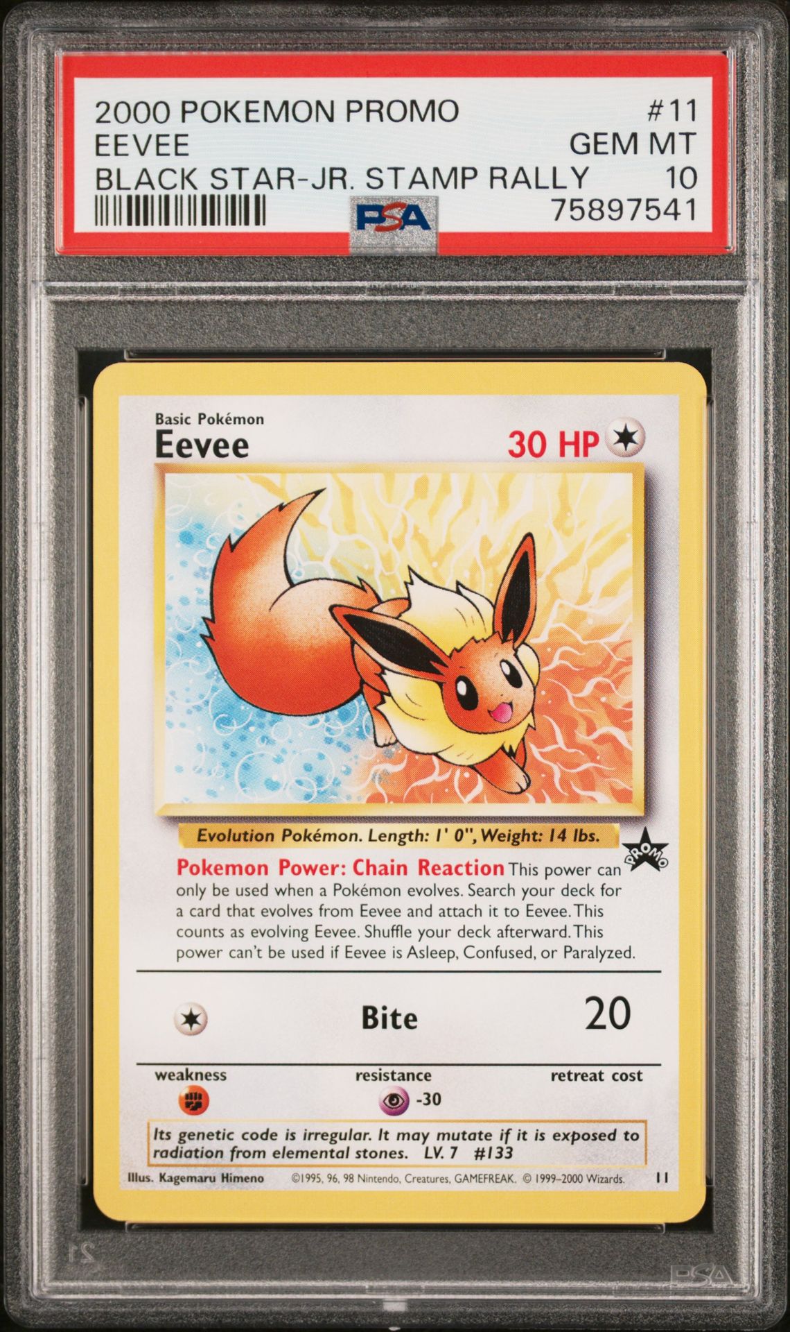 2000 Pokemon POKEMON PROMO BLACK STAR BLACK STAR-JR. STAMP RALLY #11 Eevee front