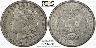 1888-O $1 VAM 4, Hot Lips XF40