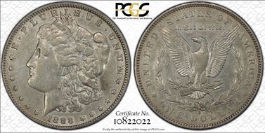 1888-O $1 VAM 4, Hot Lips XF45