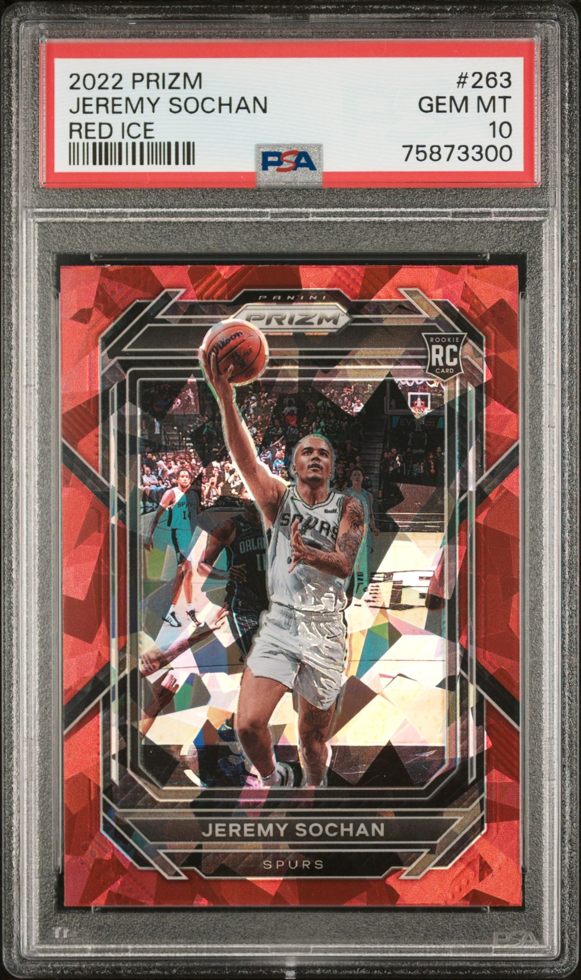 2022 Panini Prizm Jeremy Sochan #263 (Red Ice) Gem Mt 10 front