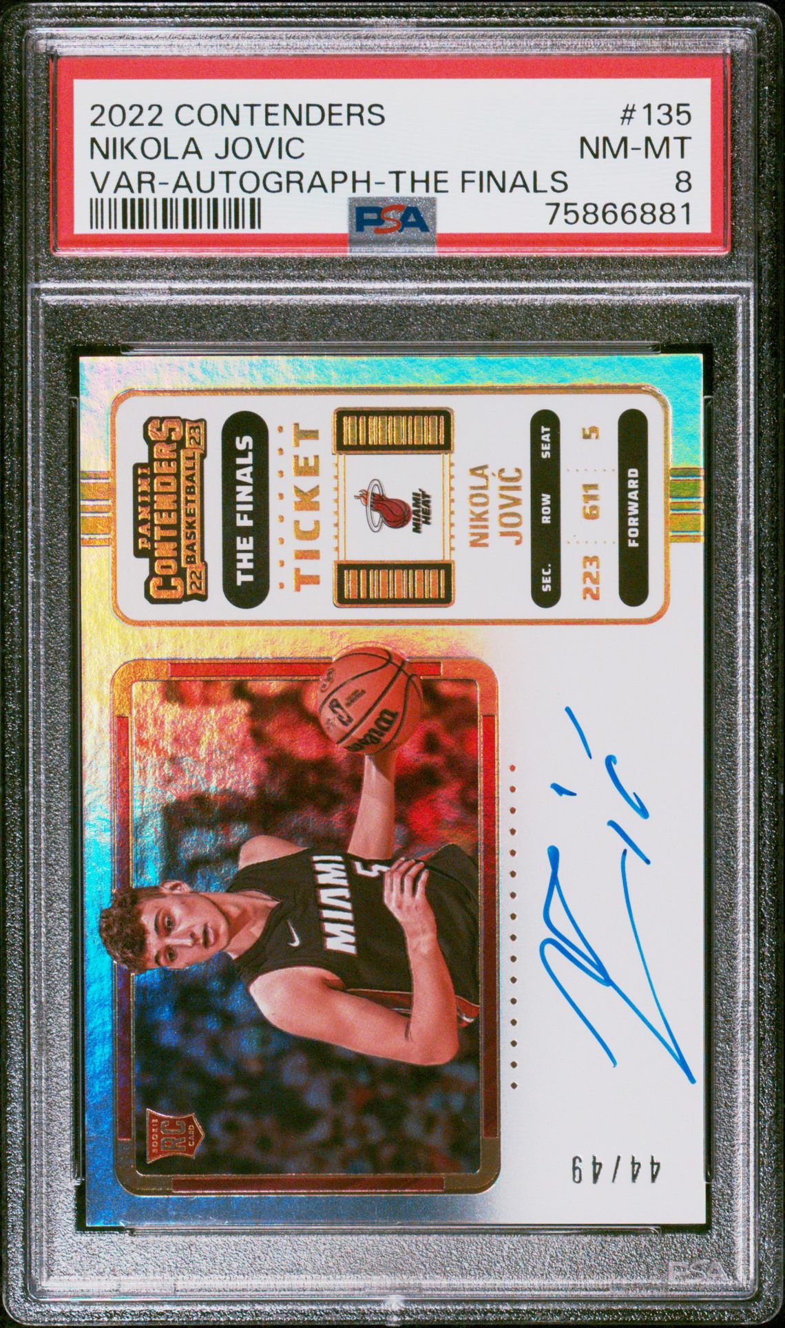 2022 Panini Contenders Nikola Jovic #135 (Var-Autograph-The Finals) Nm-Mt 8 front