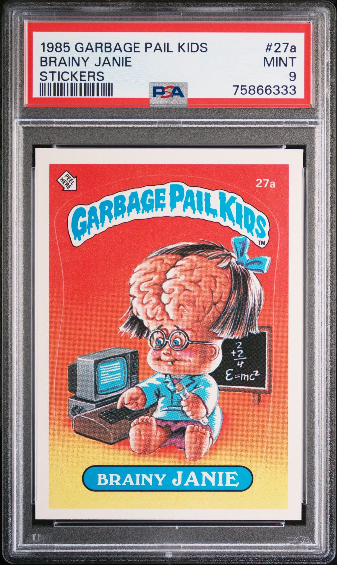 1985 Topps GARBAGE PAIL KIDS STICKERS #27A Brainy Janie front