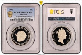 1991 50C Decimal Currency CuNi PR69DCAM