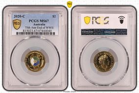 2020-C $2 75th Ann End of WWII Colorized MS67