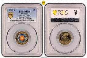 2018-C $2 Lest We Forget Eternal Flame Colorized MS68