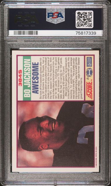 1989 Score Supplemental Bo Jackson #384S (Supplemental) Mint 9 back