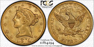 1874-CC $5 VF30
