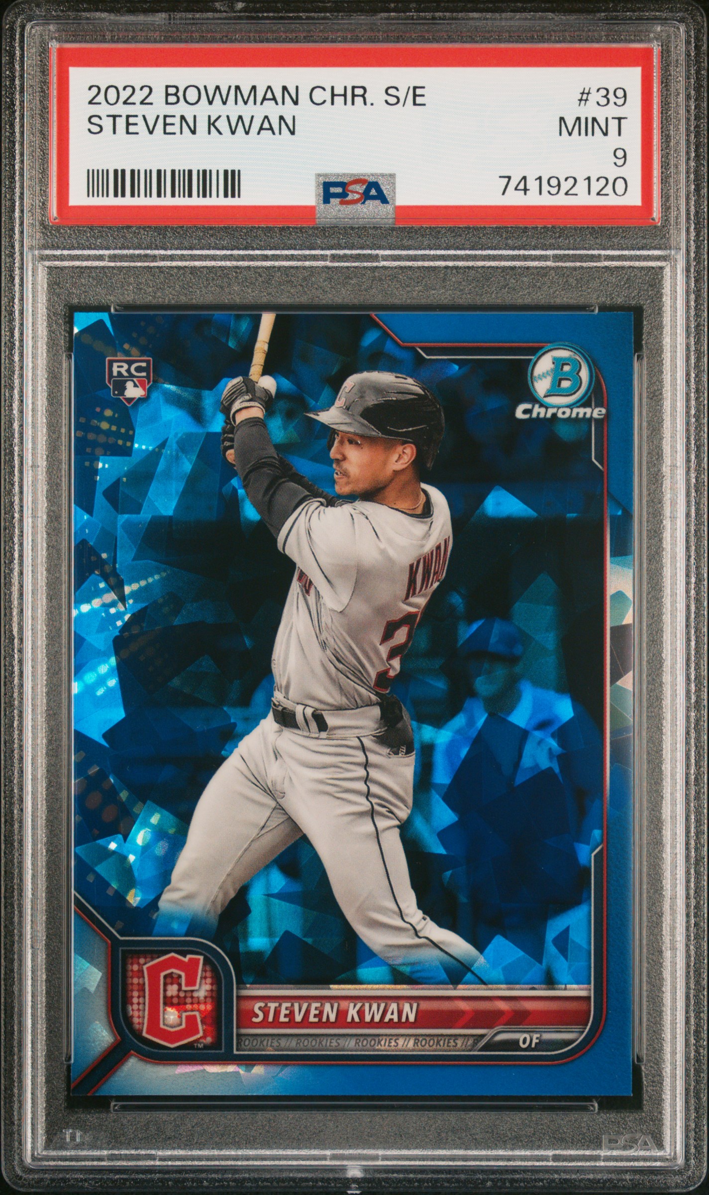 2022 Bowman Chrome Sapphire Edition Steven Kwan #39 Mint 9 front