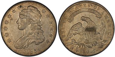 1834 50C O-121 Sm Date, Sm Letters XF45