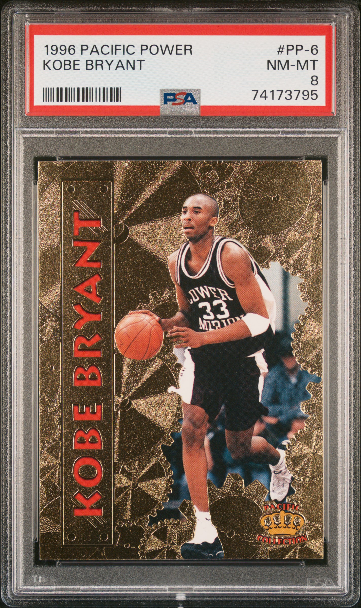 1996 Pacific Power #PP-6 Kobe Bryant Rookie Card – PSA NM-MT 8