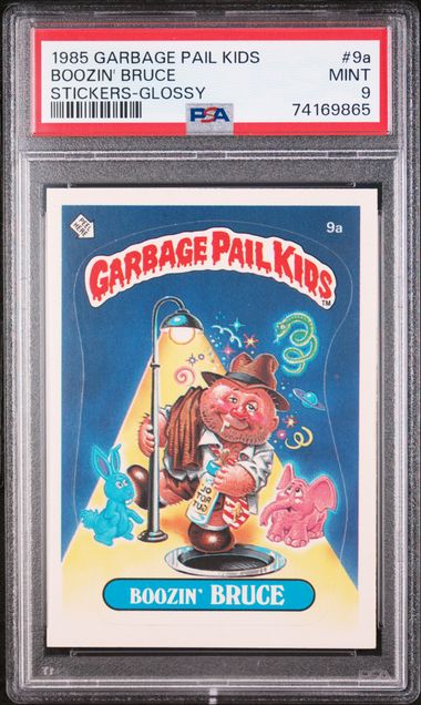 1985 Garbage Pail Kids Garbage Pail Kids Series 1 Stickers/Base-Glossy #9A Boozin' Bruce front