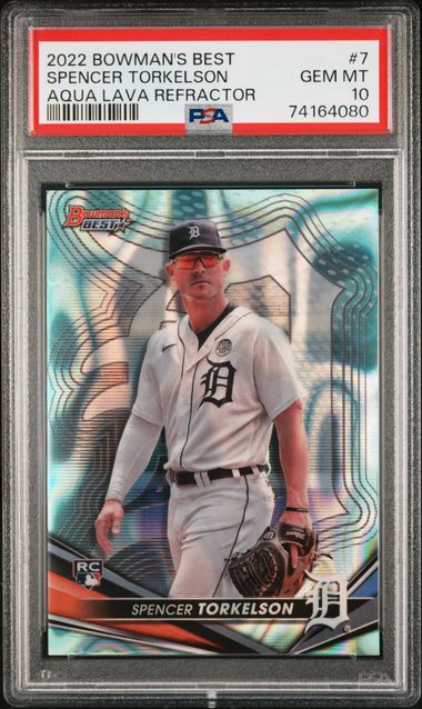 2022 Bowman's Best Spencer Torkelson #7 (Aqua Lava Refractor) Gem Mt 10 front