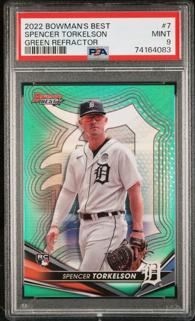 2022 Bowman's Best Spencer Torkelson #7 (Green Refractor) Mint 9 front