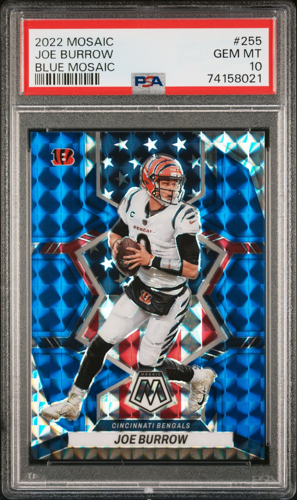 2022 Panini PANINI MOSAIC BLUE MOSAIC #255 Joe Burrow front