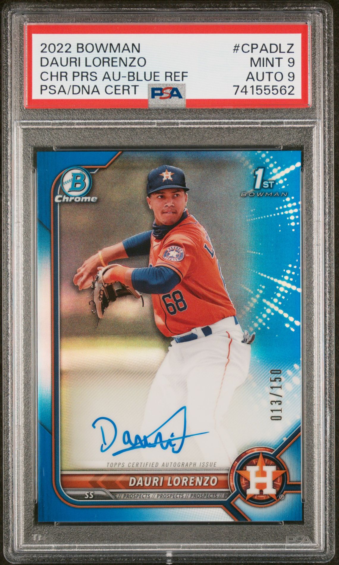 2022 Bowman BOWMAN CHROME PROSPECT AUTOGRAPHS Blue Refractor #CPADLZ Dauri Lorenzo front