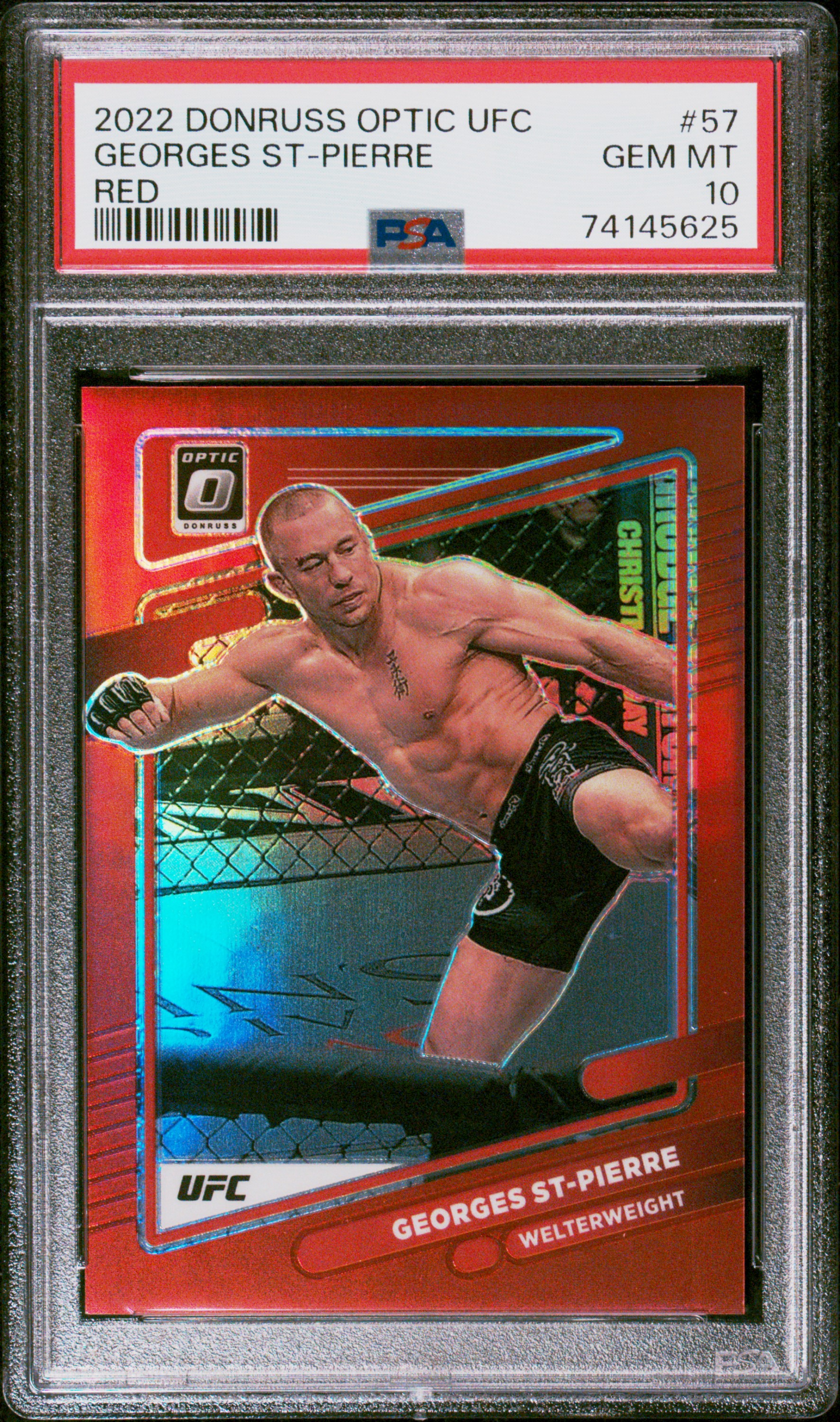 2022 Panini Donruss Optic UFC Red #57 Georges St-Pierre (#101/199) – PSA GEM MT 10