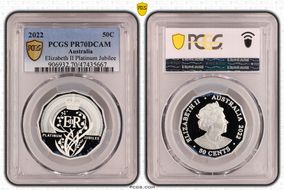 2022 50C Elizabeth II Platinum Jubilee Silver PR70DCAM