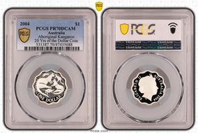 2004 $1 Aboriginal Kangaroo Ag 20 Yrs of the Dollar Coin PR70DCAM