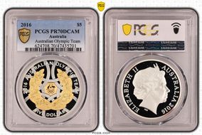 2016 $5 Australian Olympic Team PR70DCAM