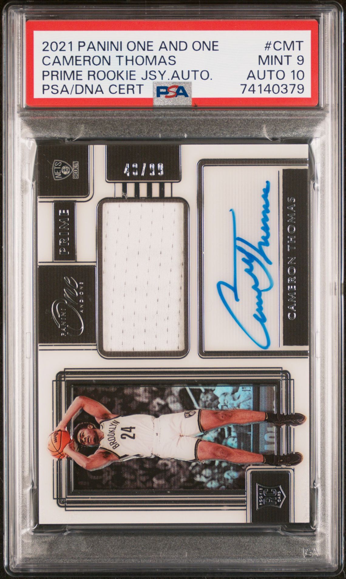 2021 Panini One And One Prime Rookie Jersey Autographs Cameron Thomas #Cmt (Prime Rookie Jsy.auto.) Mint 9 front