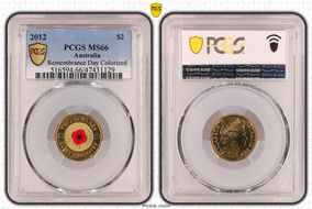 2012 $2 Remembrance Day Colorized MS66