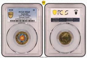 2018 $2 Lest We Forget Eternal Flame Colorized MS65