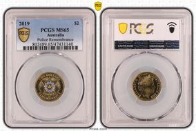 2019 $2 Police Remembrance Colorized MS65