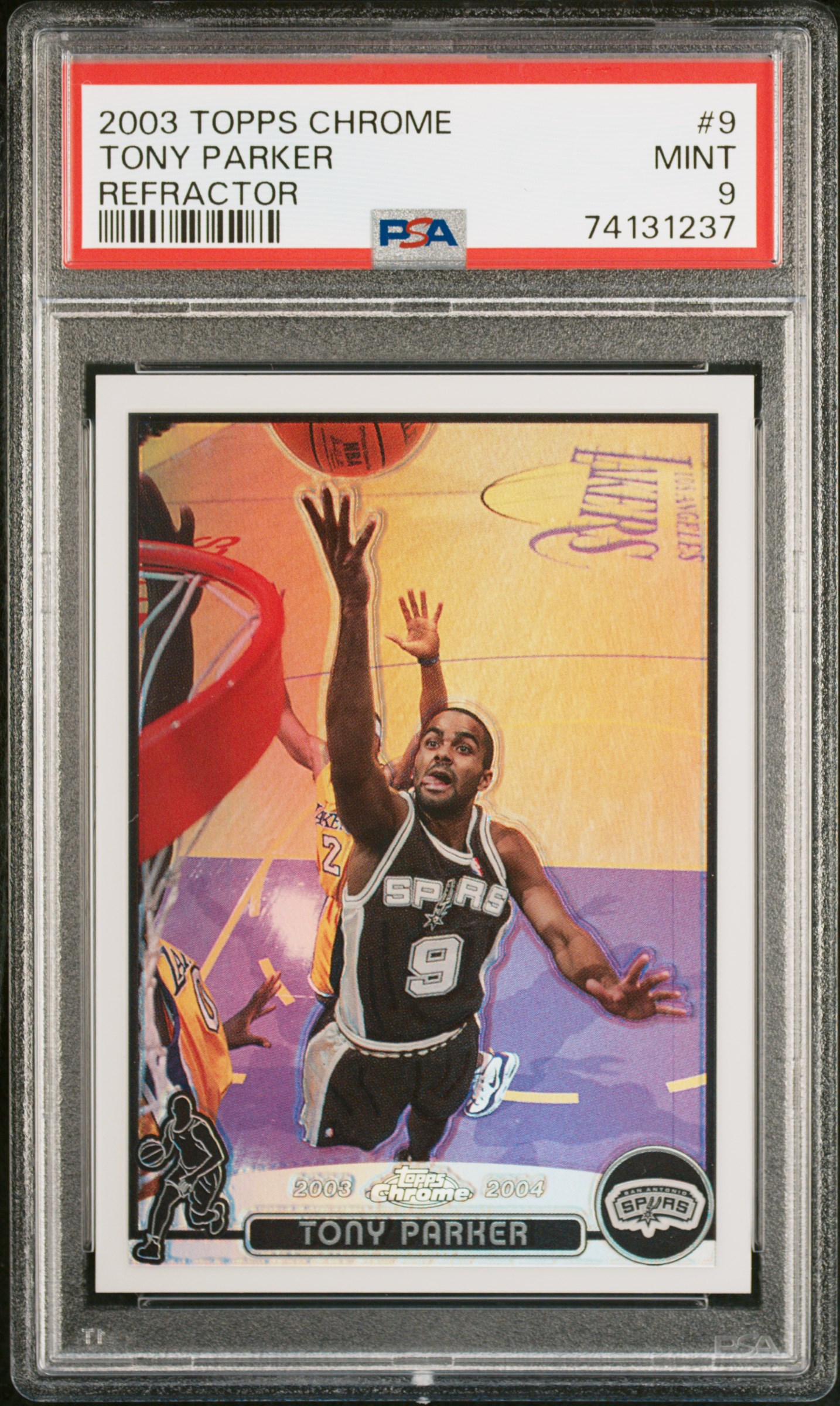 2003 Topps Chrome Refractor #9 Tony Parker PSA 9