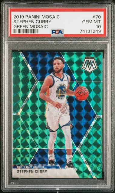 2019 Panini Mosaic Green Mosaic #70 Stephen Curry PSA 10 on Goldin