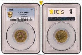 2013 $2 Coronation Colorized MS61