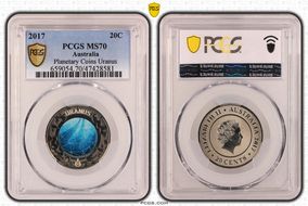 2017 20C Planetary Coins Uranus Colorized MS70