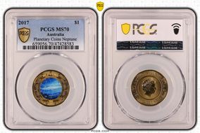 2017 $1 Planetary Coins Neptune Colorized MS70