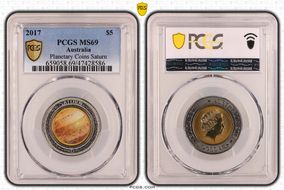 2017 $5 Planetary Coins Saturn Colorized MS69
