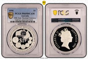 1996 $1 30th Ann. Decimal Currency PR69DCAM