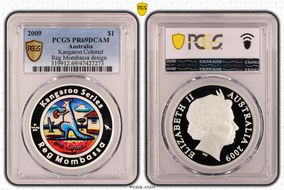 2009 $1 Kangaroo Ag-Reg Mombassa Colorized PR69DCAM