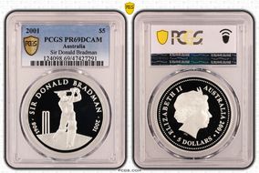 2001 $5 Sir Donald Bradman PR69DCAM