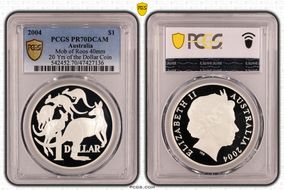 2004 $1 Mob of Roos 40mm 20 Yrs of the Dollar Coin PR70DCAM