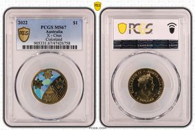 2022 $1 Great Aussie Coin Hunt - 'X' Crux - Colorized MS67