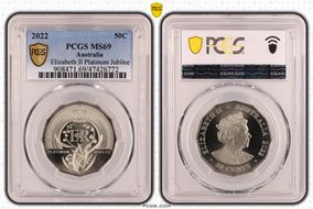 2022 50C Elizabeth II Platinum Jubilee MS69