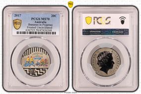 2017 20C Bananas in Pyjamas Colorized Frosted Uncirculated MS70