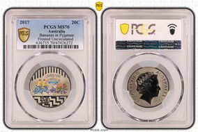 2017 20C Bananas in Pyjamas Colorized Frosted Uncirculated MS70