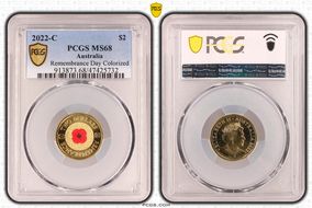 2022-C $2 Remembrance Day Colorized MS68