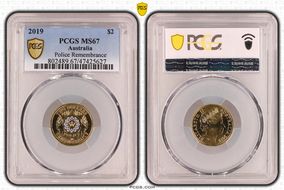 2019 $2 Police Remembrance Colorized MS67