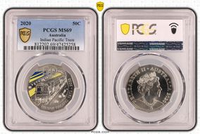 2020 50C Indian Pacific Train Colorized MS69